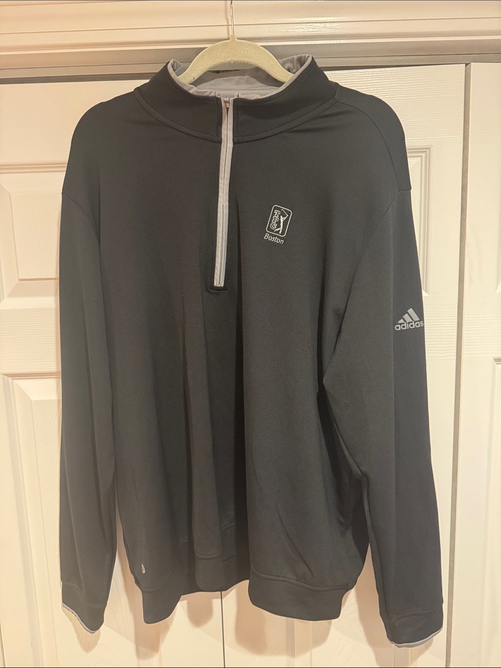adidas Men's Black Quarter-Zip Pullover with Grey Trim